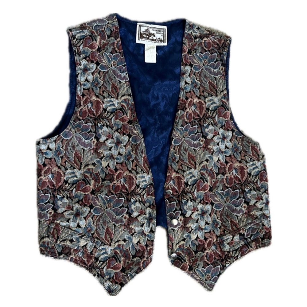 Women’s Vintage Floral Jacquard Button-Up Vest. Size: M